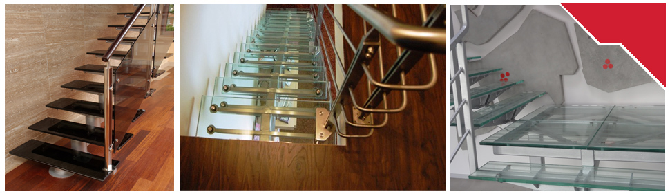 balustrady, schody i podłogi ze szkła